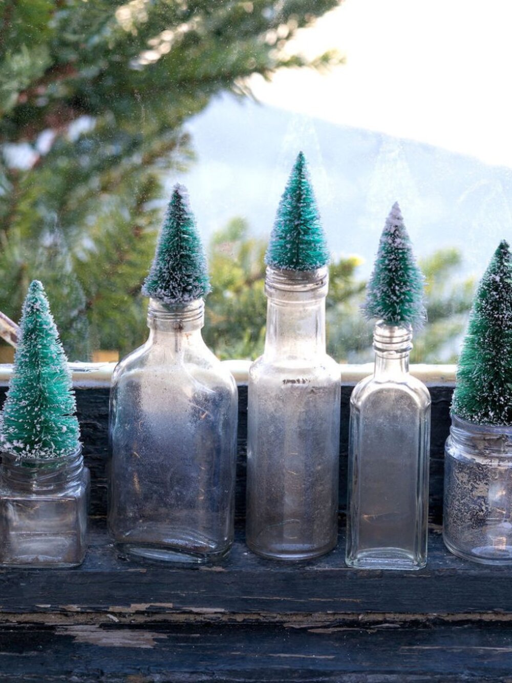 Park Hill | Vintage Mini Bottle Brush Tree Topped Bottles